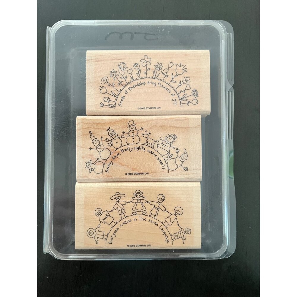 2006 Stampin Up! The World Over Wood-Mounted Rubber Stamp set